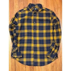 Goodfellow & Co Flannel Shirt Yellow And Black Checkered Pattern Size Medium